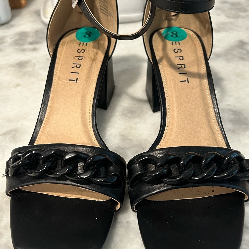 Esprit Black Heels with Elegant Chain Detail
